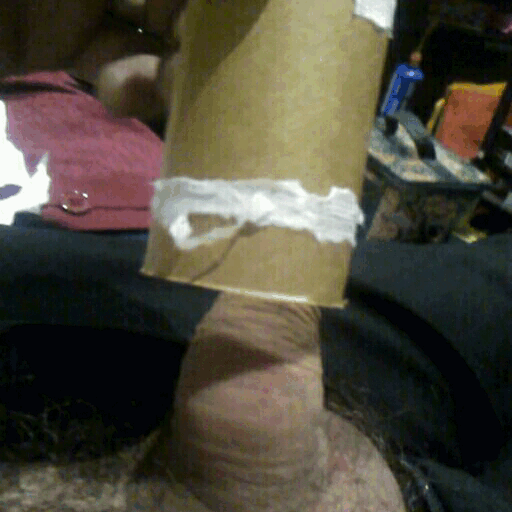 Masturbate with condom toilet paper roll.