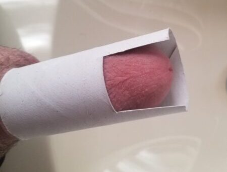 Ryan's 4 inch hard beta dick doing the Toilet Paper Roll Test