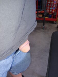 Out in my garage showing my tiny penis
