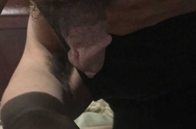 Small black dick exposed and dripping