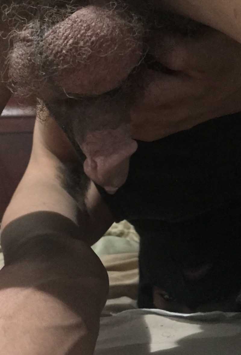 Small black dick exposed and dripping