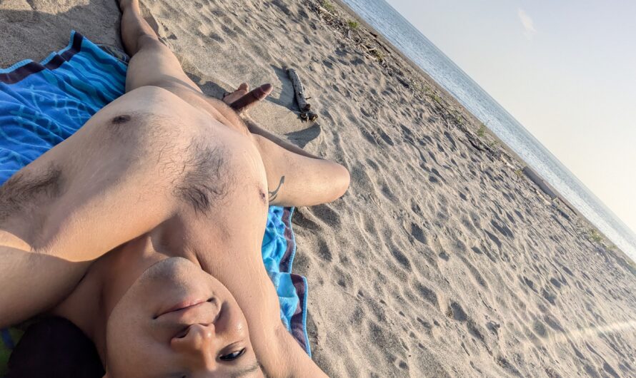 Nude on the beach with my bitty dick showing